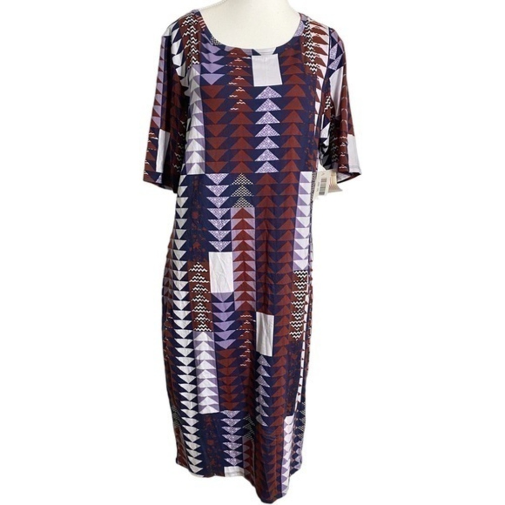 Lularoe Julia Fitted Geometric Pattern Knee-Length Dress NWT